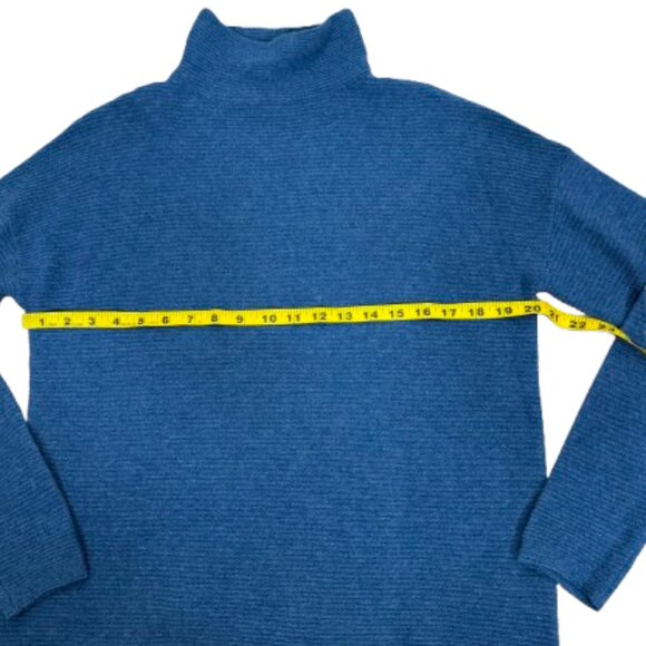 Kinross Cashmere Mock Neck Rib Cashmere Sweater Size M Teal - Picture 7 of 9